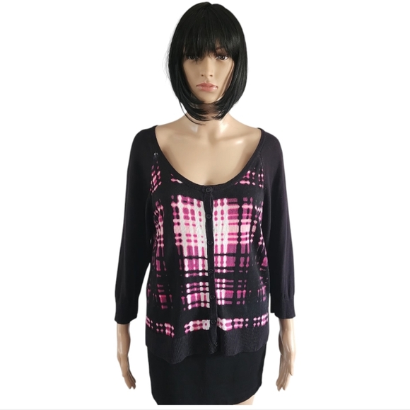 Worthington black&pink buttoned lightweight cardigan, size XL - Picture 3 of 11